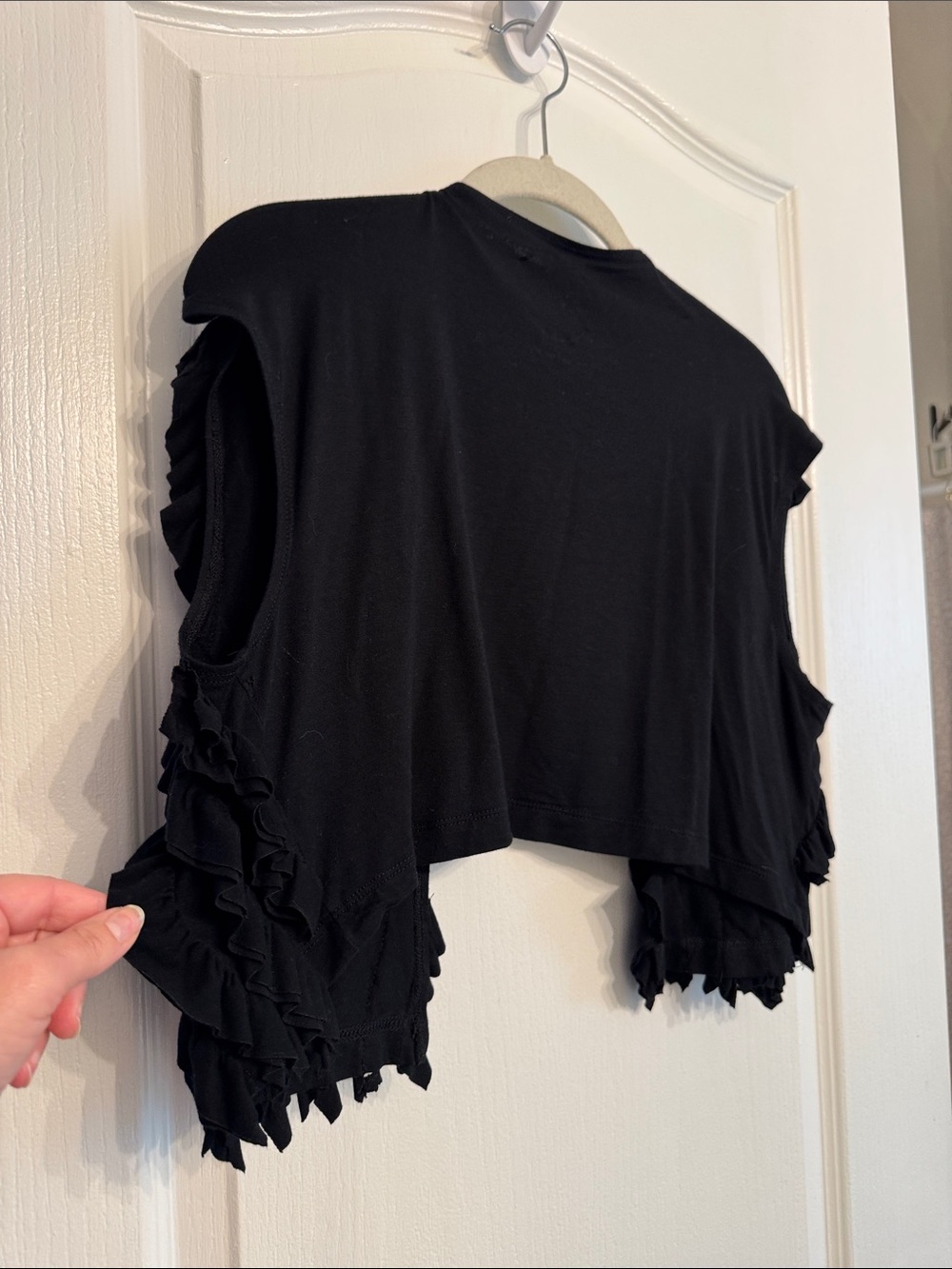 INC International Concepts Black Ruffle Bolero Shrug - Picture 3 of 3